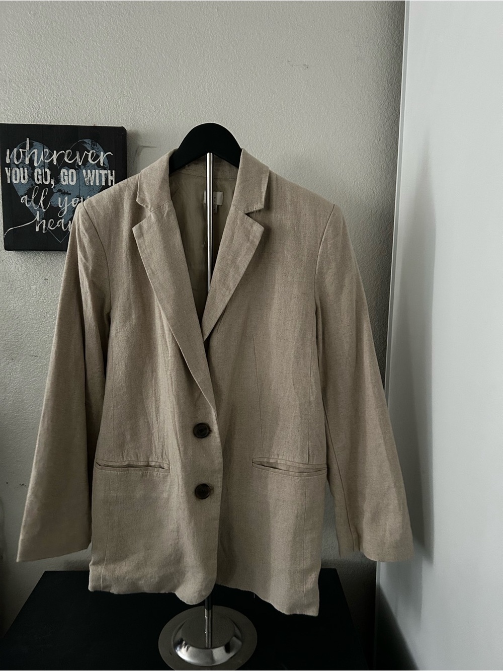 a new day Neutral Taupe Linen-Blend Two-Button Blazer